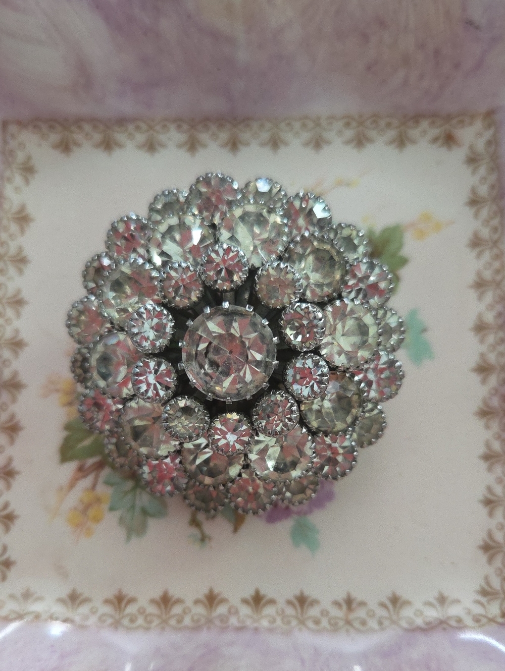 Vintage 1950's Clear Flower Rosette Brooch